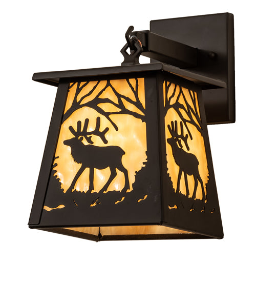 7" Wide Elk At Dawn Hanging Wall Sconce