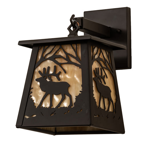 7" Wide Elk At Dawn Hanging Wall Sconce