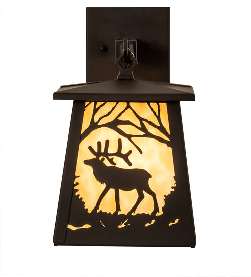 7" Wide Elk At Dawn Hanging Wall Sconce