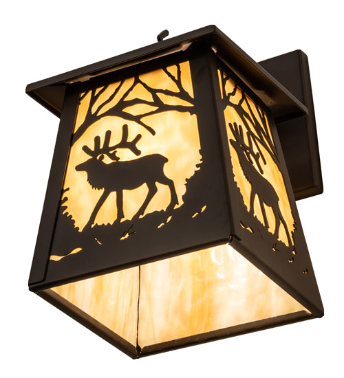 7" Wide Elk At Dawn Hanging Wall Sconce