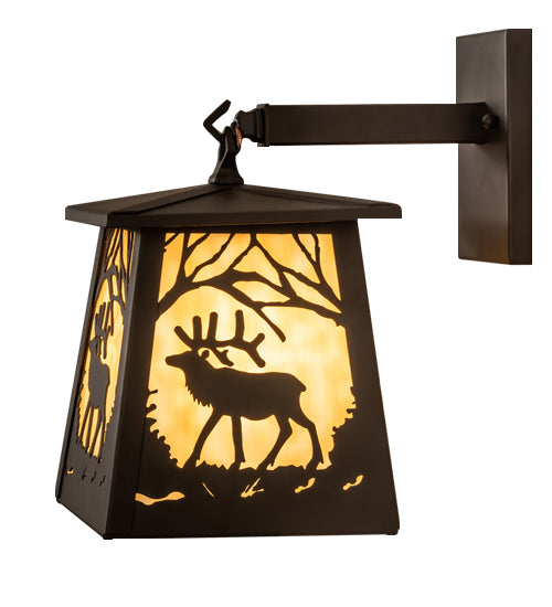 7" Wide Elk At Dawn Hanging Wall Sconce