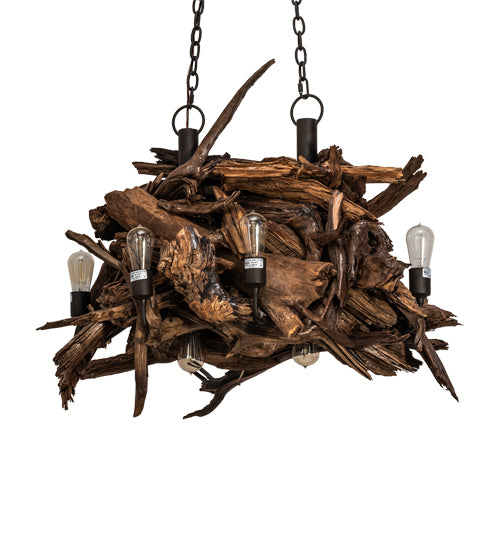 36" Long Driftwood 8 Light Chandelier