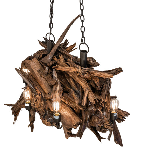 36" Long Driftwood 8 Light Chandelier