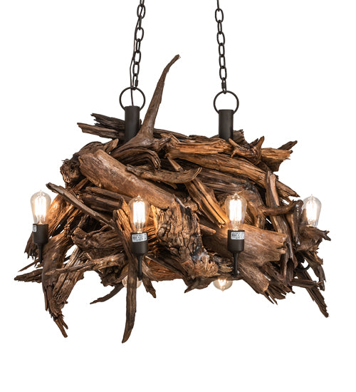 36" Long Driftwood 8 Light Chandelier