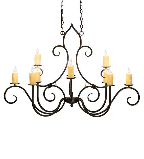 48" Long Clifton 10 Light Oblong Chandelier