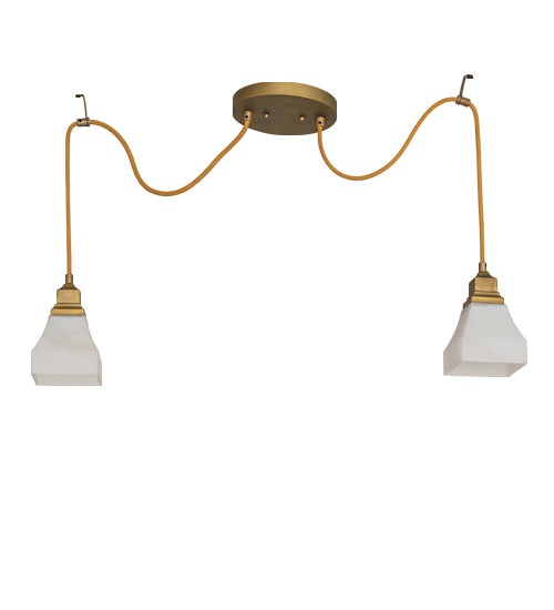 60" Wide Castiliolite Bungalow Alabaster 2 Light Pendant