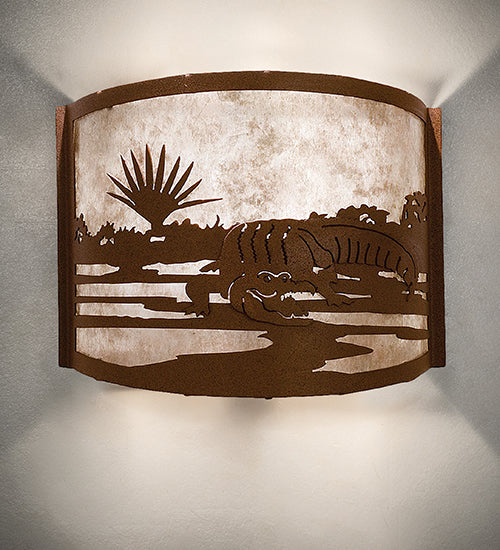 12" Wide Alligator Wall Sconce