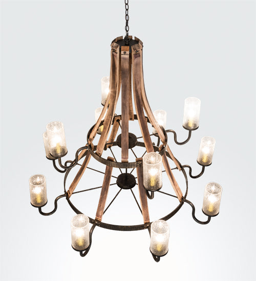 61" Wide Barrel Stave 12 Light Chandelier