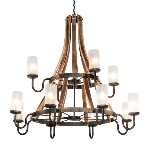 61" Wide Barrel Stave 12 Light Chandelier