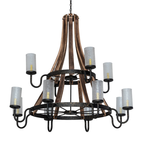 61" Wide Barrel Stave 12 Light Chandelier