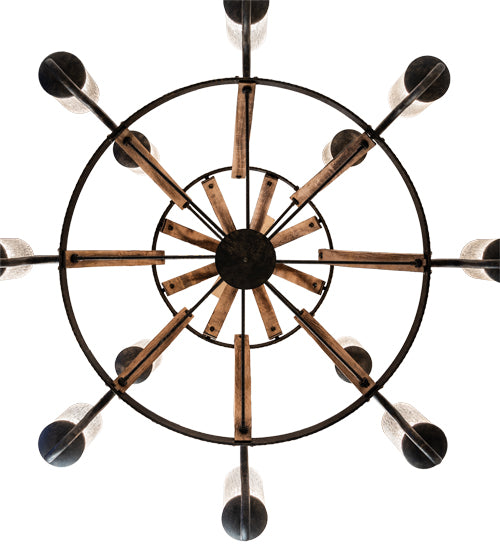 61" Wide Barrel Stave 12 Light Chandelier