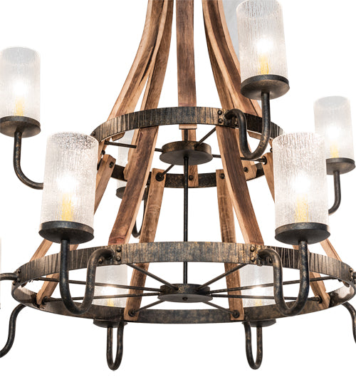 61" Wide Barrel Stave 12 Light Chandelier