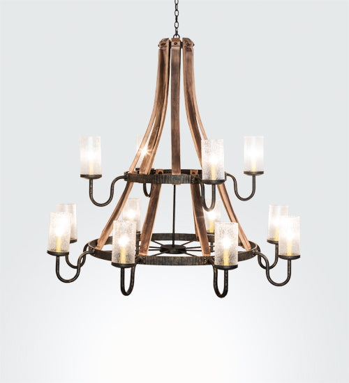 61" Wide Barrel Stave 12 Light Chandelier