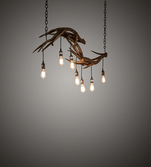 52" Long Antlers 8 Light Oblong Chandelier