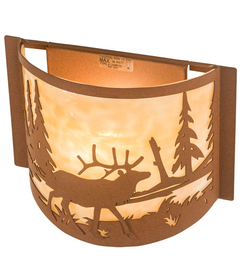 12" Wide Elk At Lake Wall Sconce