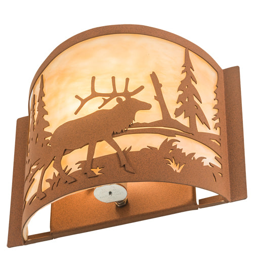 12" Wide Elk At Lake Wall Sconce