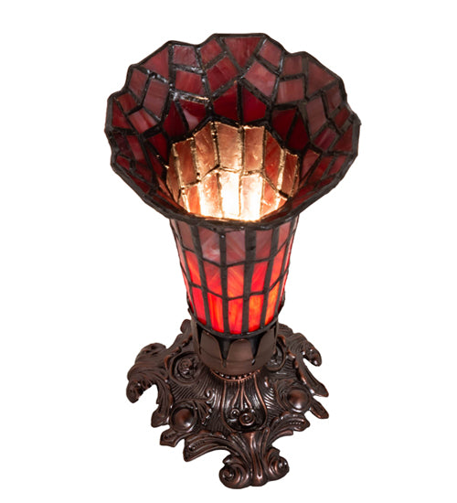 8" High Stained Glass Pond Lily Victorian Accent Lamp