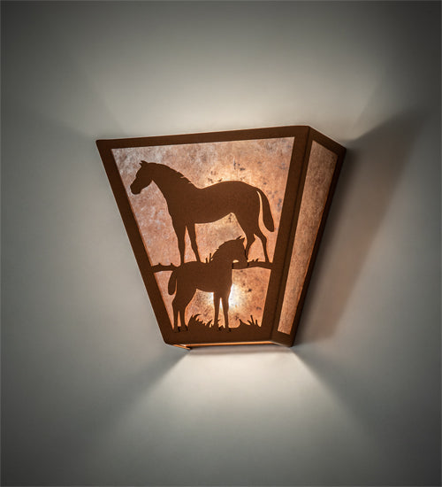 13" Wide Mare & Foal Wall Sconce