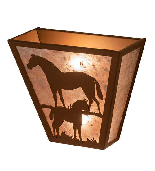 13" Wide Mare & Foal Wall Sconce