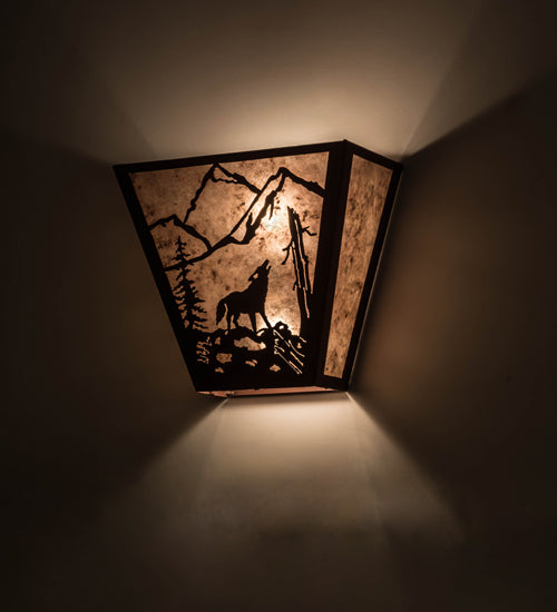 13" Wide Wolf On The Loose Wall Sconce