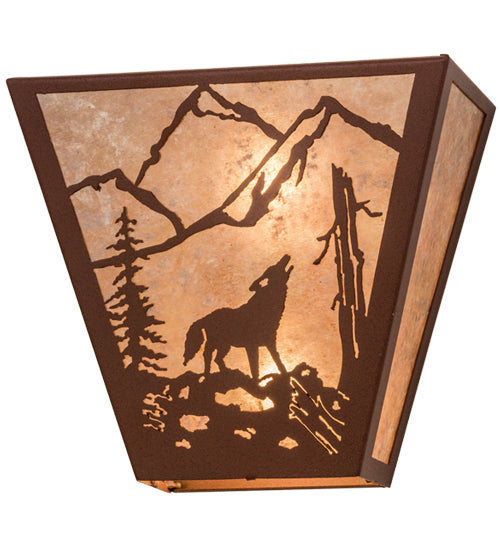 13" Wide Wolf On The Loose Wall Sconce