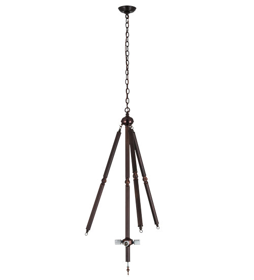 34"W Mahogany Bronze 4 Lt Inverted Pendant Hardware