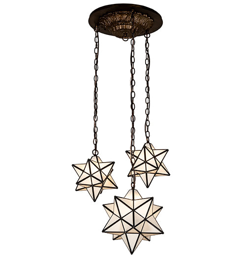 22" Wide Moravian Star 3 Light Cascading Pendant