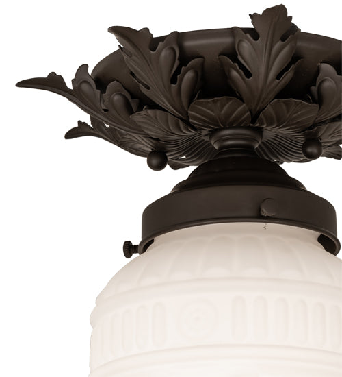 8.5" Wide Fancy Floral W/Colonnade Globe Flushmount