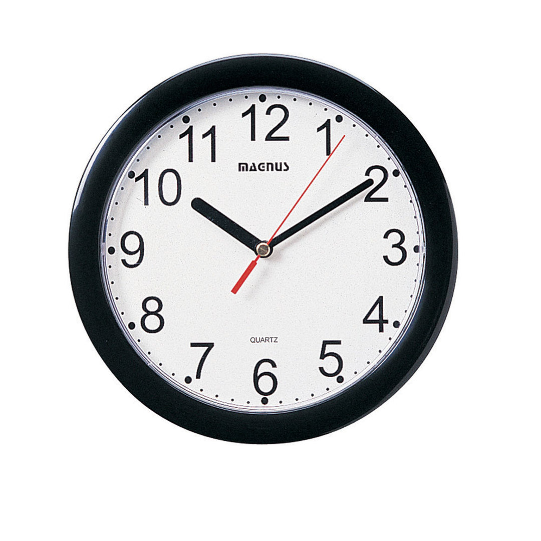 Dainolite Round Wall Clock, Black, Plastic Face