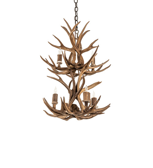 20" Wide Antlers 6 Light Two Tier Chandelier