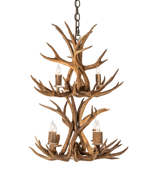 20" Wide Antlers 6 Light Two Tier Chandelier