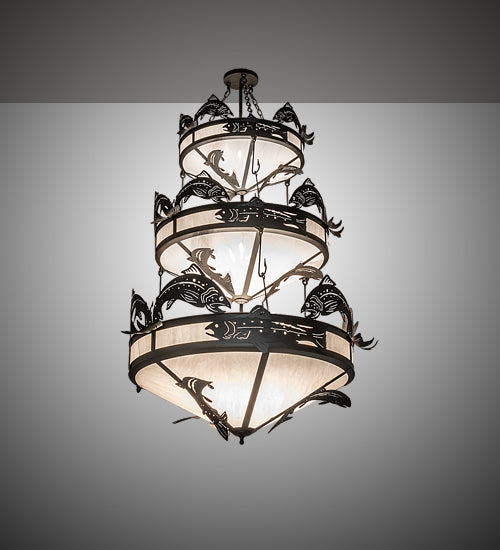 58" Wide Catch Of The Day Trout Three Tier Chandelier