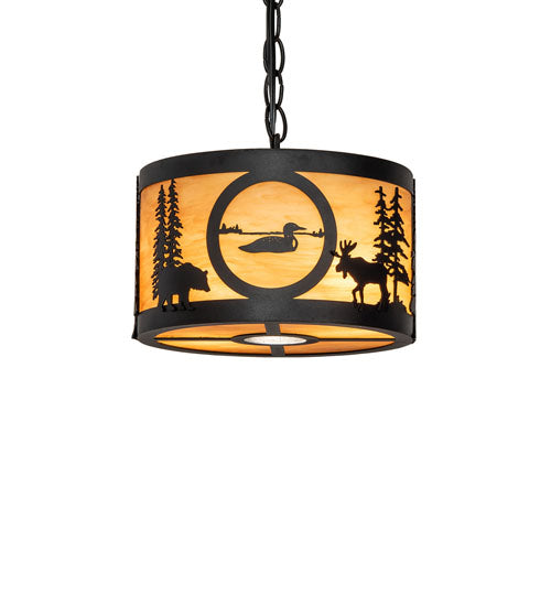 10" Wide Wildlife At Pine Lake Pendant