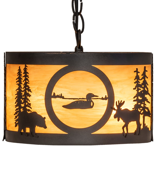 10" Wide Wildlife At Pine Lake Pendant