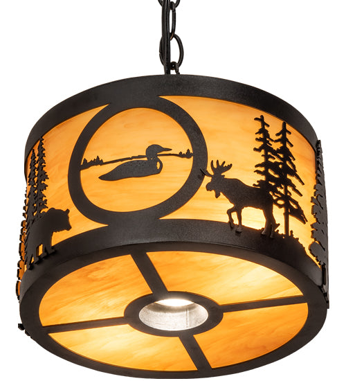 10" Wide Wildlife At Pine Lake Pendant