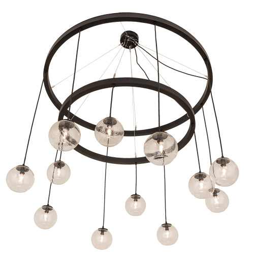 54" Wide Bola 12 Light Two Tier Chandelier