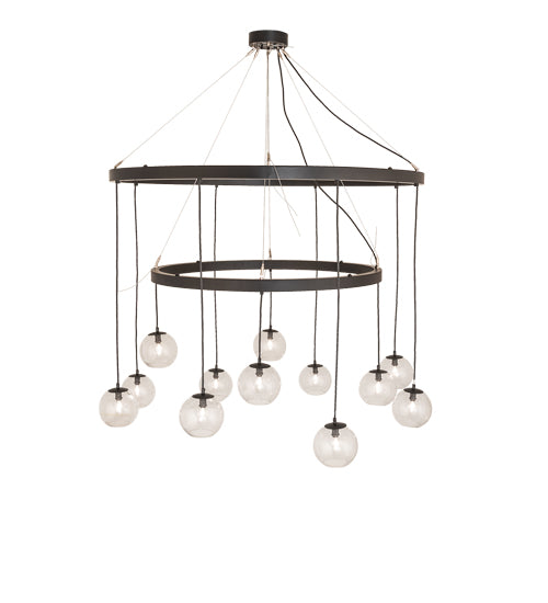 54" Wide Bola 12 Light Two Tier Chandelier