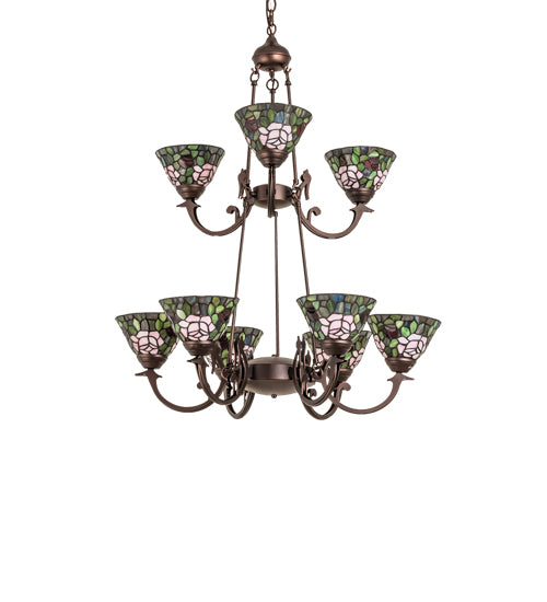 32" Wide Tiffany Roman 9 Light Chandelier