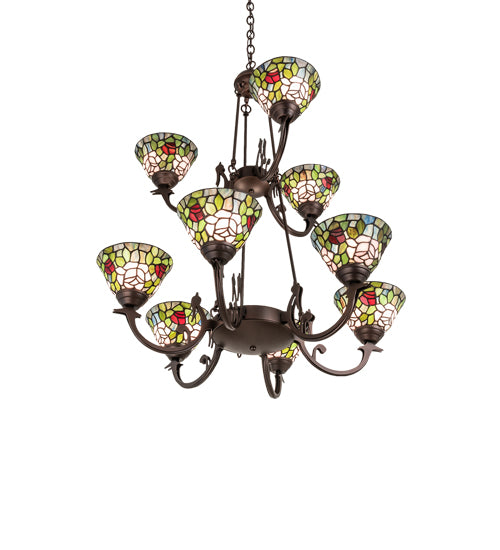 32" Wide Tiffany Roman 9 Light Chandelier