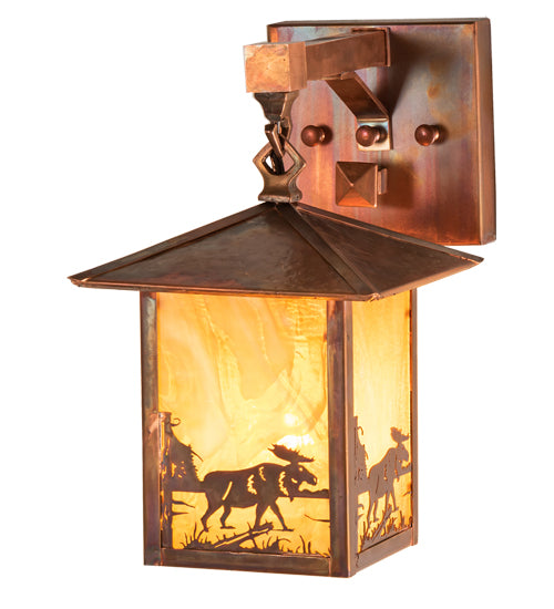 7" Square Seneca Moose At Lake Straight Arm Wall Sconce