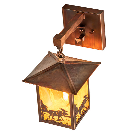 7" Square Seneca Moose At Lake Straight Arm Wall Sconce