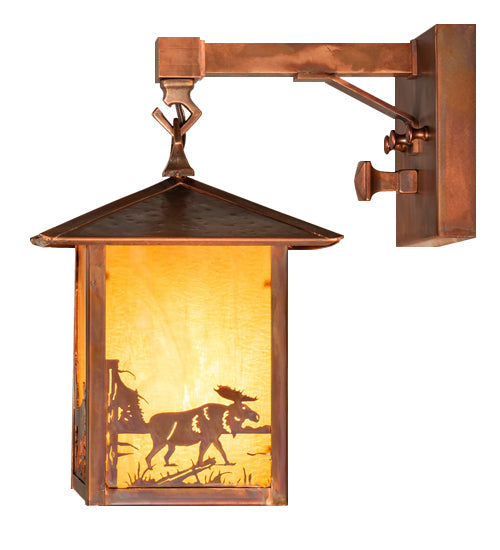 7" Square Seneca Moose At Lake Straight Arm Wall Sconce