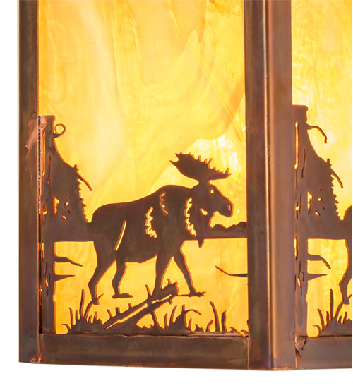 7" Square Seneca Moose At Lake Straight Arm Wall Sconce