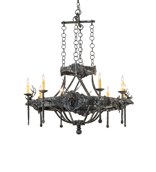 40" Wide Stag 8 Light Chandelier