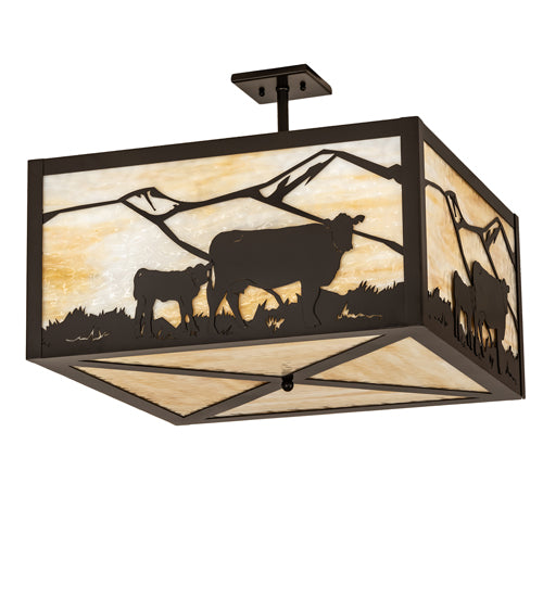 24" Square Calf & Cow Flushmount