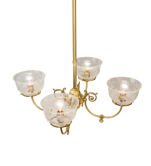 27" Wide Revival Gas & Electric 4 Light Chandelier