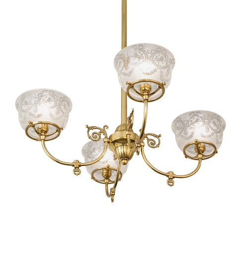 27" Wide Revival Gas & Electric 4 Light Chandelier