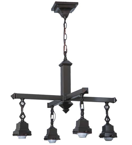 24"W Mission Mahogany Bronze 4 Lt Chandelier Hardware