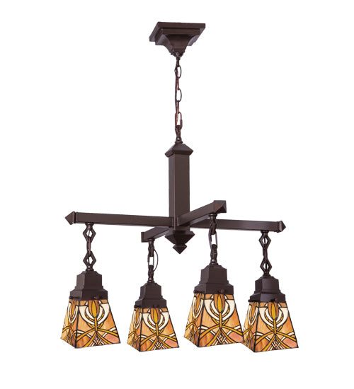 26"W Glasgow Bungalow 4 Lt Chandelier