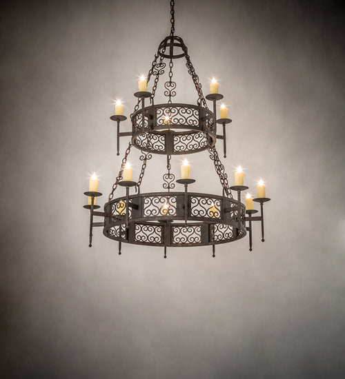 48" Wide Toscano 15 Light Two Tier Chandelier